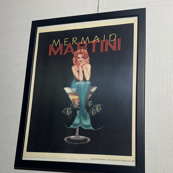 ralph burch Other - Ralph Burch Mermaid Martini Art Print 2003 with Black lightweight Frame
